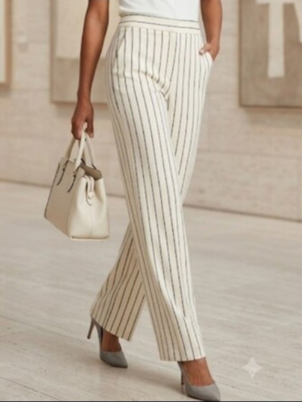 "K Mode"Jrs. (5) Perfect For Spring/Summer Pretty Light Tan Pinstripe Pants